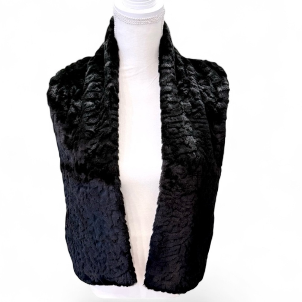 Ann Taylor Wool Blend Faux Fur Layering Black White Houndstooth Casual Vest  XS